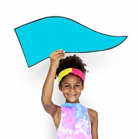 Little Girl Smiling Happiness Banner Flag Copy Space Portrait