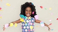 Little girl with afro hair having a party