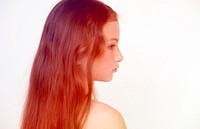 Long hair girl portrait shoot on white background