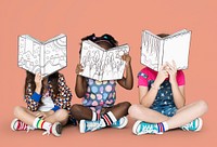 Little Children Reading Story Books
