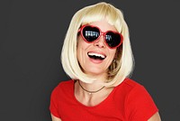 Caucasian Blonde Woman Wearing Sunglasses