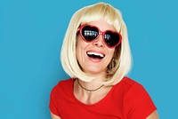 Caucasian Blonde Woman Wearing Sunglasses
