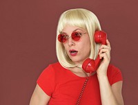 Caucasian Blonde Woman Answering Phone