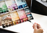 Artist Painting Colors Illustration Stationery On Table