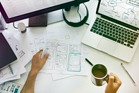 A Man Working Plan Diagram On A White Table