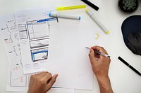 Man Working Planning Documents White Table