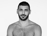 Middle Eastern Man Bare Chest Studio Portrait