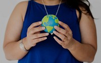 Woman Holding Globe Environmental Conservation