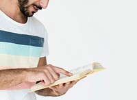 Middle Eastern Man Reading Book Education Knowledge