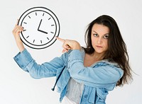 Woman Seriouss What Time is it Paper Craft Arts Clock Studio Portrait