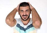 Middle Eastern Man Mad Angry Upset Studio Portrait