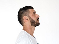 Middle Eastern Man Casual Side View Studio Portrait