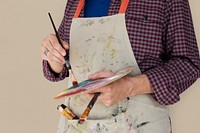 Man Holding Paint Brush Palette Artist