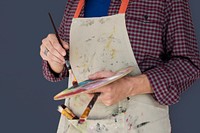 Man Holding Paint Brush Palette Artist