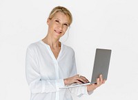 Woman Smiling Happiness Laptop Connection Working