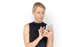 Blonde Woman with Digital Device