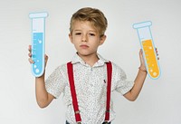 Boy Holding Papercraft Test Tube Science Theory