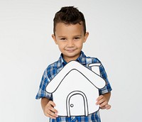 Boy Holding Papercraft Home Icon Family