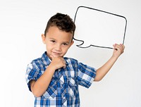 Boy Holding Speech Bubble Icon Communication