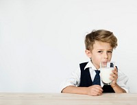 Boy Drinking Milk Healthy Nutrition
