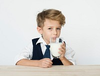 Boy Drinking Milk Healthy Nutrition