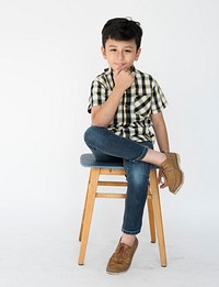 Boy Cool Pose Gesture Sitting Chair