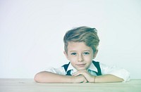Elementary Age Boy Smart Thinking Studio Portrait