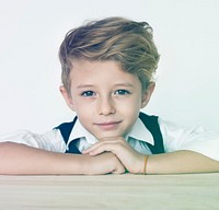 Elementary Age Boy Smart Thinking Studio Portrait
