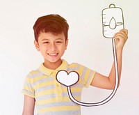 Schoolboy Holding Intravenous Fluid Icon Medical