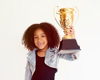 Girl Holding Trophy Winner Success Winner