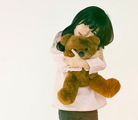 Girl Hug Teddy Bear Fluffy Cute