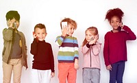 Group of Kids Using Mobile Phone