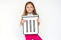 Kid portait holding paper icon