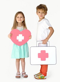 Little Children Holding First Aid Heart Papercraft