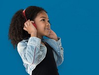 Little Girl Listening To Music Headphones