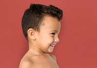Little Boy Side View Bare Chested Smile