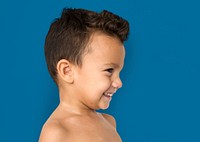 Little Boy Side View Bare Chested Smile