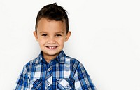 Little Boy Kid Adorable Smiling Cute Studio Portrait