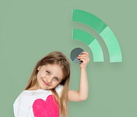 Little Girl Holding Wifi Icon