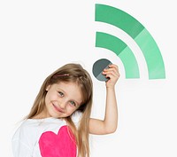 Little Girl Holding Wifi Icon