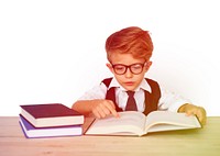 Young Schoolboy Writing Bookworm Education