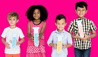 Little Children Holding Test Tubes Chemical