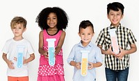 Little Children Holding Test Tubes Chemical