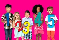 Group of Kids Holding Number Paper Icon