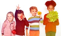 Kids Holding Vegetable Healthy Food