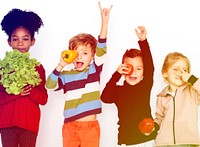 Kids Holding Vegetable Healthy Food