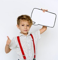 Kid portrait holding paper icon