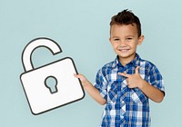 Student Boy Holding Paper Unlock Icon