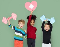 Cheerful Happy Children Fitness Studio Portrait