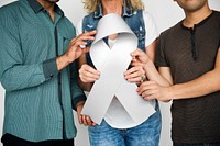 Group of People Holding Ribbon Breast Cancer Concept